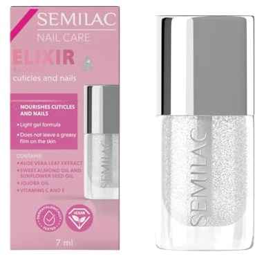 Semilac Gel Elixir für Nägel & Nagelhaut – mit Aloe, pflegend & feuchtigkeitsspendend, vegan, 7 ml