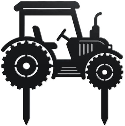 WADORN Dekorative Gartenstecker Mit Traktor, Silhouette Metallpfähle Mit Traktorauto Statuen Ornamente Geschenke Für Liebhaber Hofkunst Schwarze Silhouette Hof Außendekor Für Hinterhof, 28x29cm