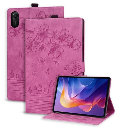 Succtopy Funda para Xiaomi Redmi Pad 2 2025 11 Pulgadas Ultra Slim PU Protectora Tableta Carcasa con Soporte Pencil Cover con Función de Soporte para Xiaomi Redmi Pad 2 11 2025 Rosa roja