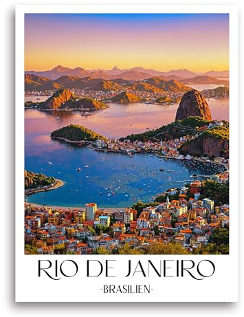 favplace Poster mit Städtemotiv Rio de Janeiro Brasilien Premium Kunstdruck - Stadtposter bzw. Reiseposter DIN A4 bis A1 - Leinwand Städtposter - Wandbild A3