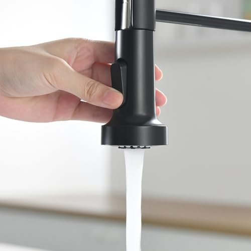 RBYRLDSTY Mejore la higiene con el Grifo de Cocina sin Contacto con Sensor de Movimiento automático y rociador desplegable, Negro y Plateado.