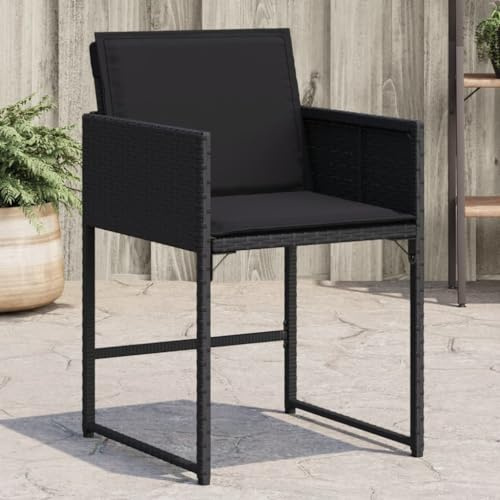 QJBSAVVA Gartenstühle 4er Set Schwarz Poly Rattan klappbar mit dicken Auflagen 50,5x54x79 cm UV-beständige Outdoor Möbel für Balkon Terrasse Camping