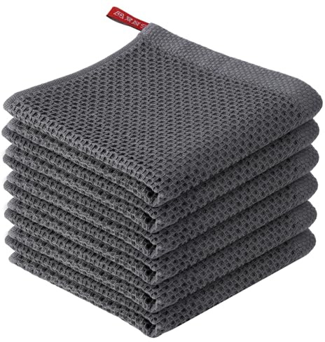6er Set Spüllappen Waschbar 30 x 30 cm, Grau Schwarzspültücher Baumwolle