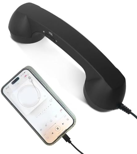Telefonhörer – Kopfhörer | Telefonhörer, Retro-Typ-C, klassischer Heimbedarf mit Mikrofon, altmodisches Telefon, für Büros, Reisen, Küche, Nachttisch, Badezimmer, Bett, Schreibtisch, Wohnzimmer