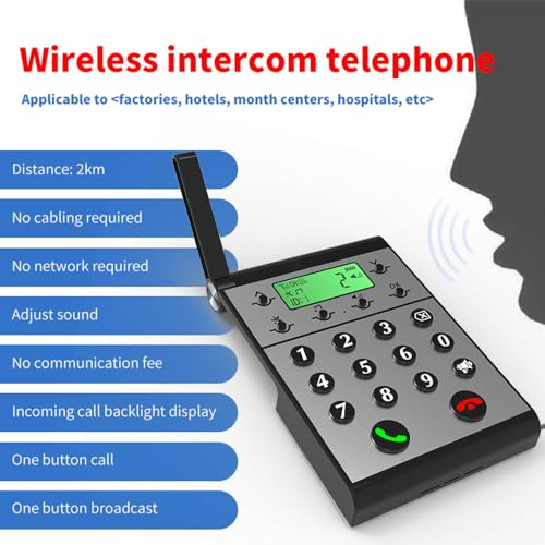 Aumotop Smart Wireless Intercom System Clear Communication Long-Range Business Office House Calling Room to Room Intercom System, Large Network Capacity for Multi-Unit Networking (Single Intercom