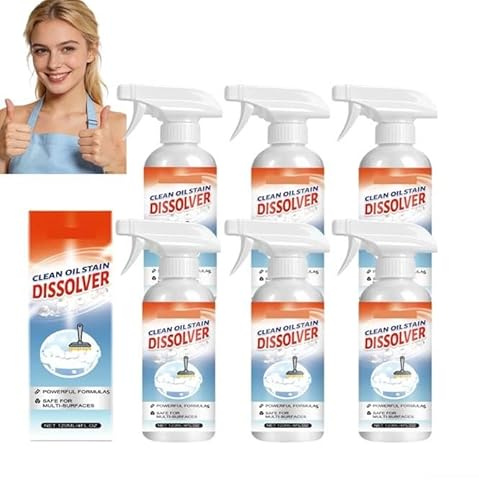 Ölfleckenentferner für den Haushalt, Hochleistungs-Fettlöser, Mehrzweck-Fleckenreiniger für Kleidung, Teppiche und Polstermöbel, wirksam gegen Öl- und Lebensmittelflecken, schonend zu Textilien (PCS6)