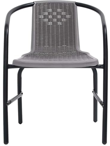 Anself 2er Set Gartenstühle in Rattan-Optik, stapelbar, schwarz, Kunststoff-Rattan, Stahl, 62x55x74 cm, belastbar bis 110 kg, für den Außenbereich 312494
