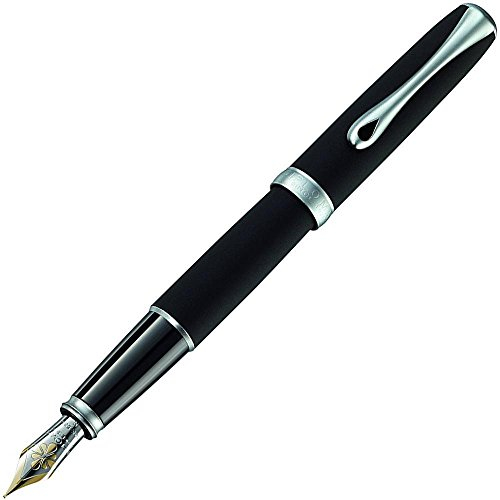 Diplomat D40204018 Excellence A2 Lapis Füllfederhalter mit 14 kt breiter Feder, schwarz/matt chrom