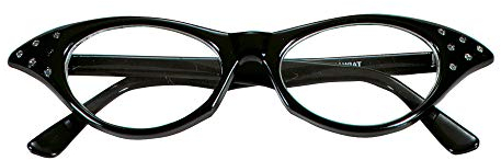W WIDMANN MILANO Party Fashion 96671 - Brille 50er Jahre, schwarz mit Strasssteinen, Rock´n´Roll, Twist, Karneval, Mottoparty