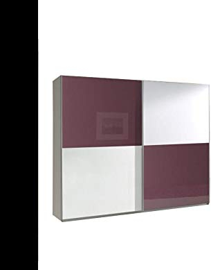 mb-moebel Kleiderschrank Schrank Garderobe Zweitürenschrank Schwebetürenschrank Schwebetüren 2-Türig Schlafzimmerschrank 244cm Maxi (Maxi 10 (Lila Hochglanz + Weiß Hochglanz))