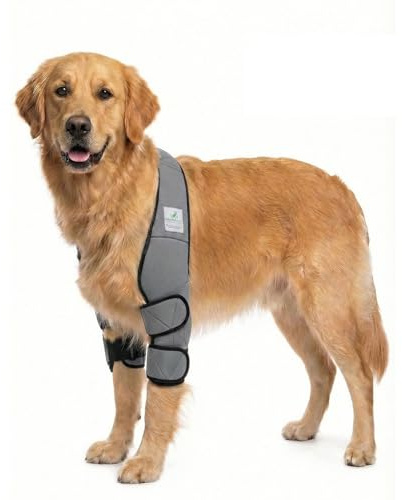 Nature Pet ® Ellenbogenbandage Hund/Ellenbogenschoner mit Netzeinsatz für Kühl- oder Wärmepads ideal bei Liegeschwielen und Arthrose beim Hund (L, Grau)