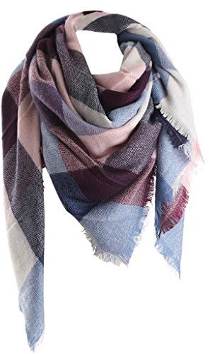 Bakicey Damen Schal XXL Warm Weich Strickschal Karo Winterschal Herbstschal Wolleschal Frauen Deckenschal Halstuch Scarf Poncho Cape, A, 3XL