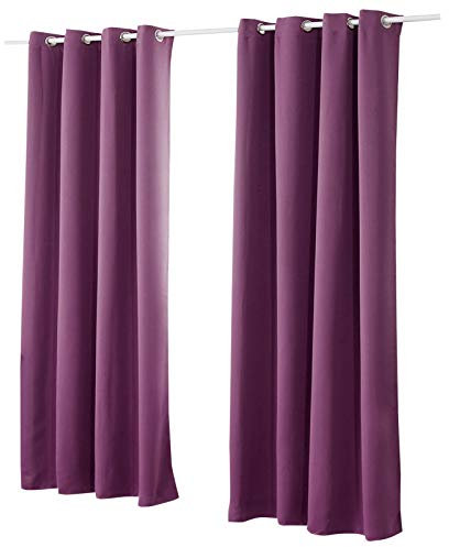 Laneetal Verdunkelungsgardine mit Ösen, Vorhang Blickdicht, Verdunklungsvorhang, Thermovorhang für Schlafzimmer, Gardine Lichtundurchlässig, Ösenschal, Ösenvorhang, Violette, 135x245 cm, 2 Stücke