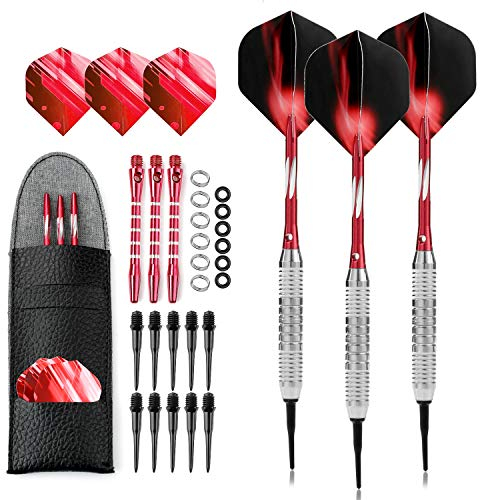 Crazy-M Soft Dartpfeile, Soft Dart 3 Stück 18 g Dartset Turnier Soft Tip Dartpfeile Set für Elektronische Dartscheibe mit PU Bag, Aluminium Schaft, Standard Pet