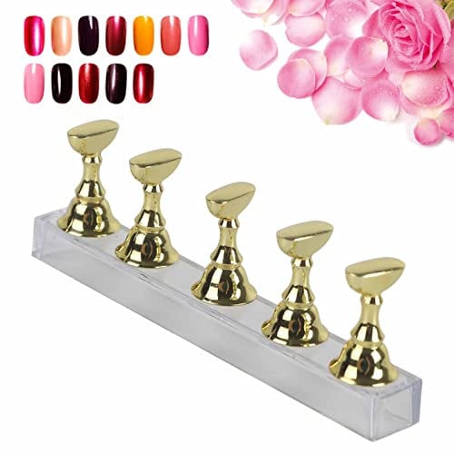 Yuyte False Nail Display Stand Holder Set Nail Art Practice Holder Gold Magnetic Nail Showing Shelf