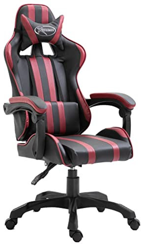 vidaXL Sedia da Gaming Regolabile Ergonomica Imbottita di Lusso Schienale Alto Braccioli Regolabili Poltrona Racing Ufficio Seggiola Rosso Vino in PU