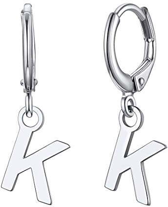 ChicSilver Frauen Ohrringe Damen Buchstabe Creolen Hoop Tropfen Ohrstecker mit Alphabet K Anhänger