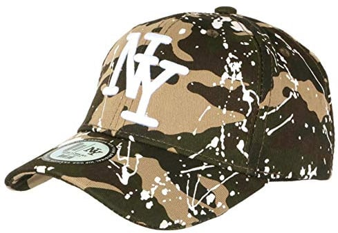 Hip Hop Honour NY Cap Camouflage Grün und Weiß Look Tags Streetwear Baseball Paynter – Einheitsgröße – Braun