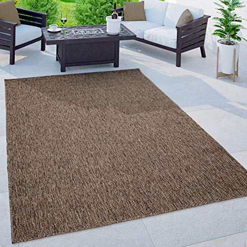Paco Home Outdoor Teppich Flachgewebe Sisaloptik Modern Einfarbig meliert wetterfest & pflegeleicht Küchenteppich Ideal für Terrasse Balkon Garten, Grösse:240x340 cm, Farbe:Taupe