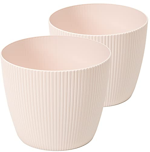 Tymar Blumentopf, 2er-Pack, Runde Form, Übertopf ((2pack) Puder Rosa, ø 21 cm)