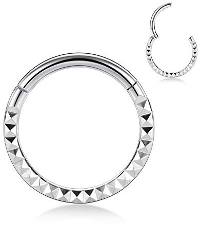 hengkaixuan 16G Septum Clicker Ring Conch Hoop Ohrring Daith Schmuck Nahtloser Clicker Ring Vordere Pyramide Chirurgischer Stahl Turm Tragus Knorpel Piercing Schmuck Hoop Ohrring Nasenring 6mm Silber