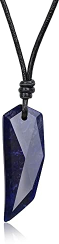 COAI Geschenkideen Unisex Spitzer Anhänger aus Sodalith Wolfszahn Amulett Lederband