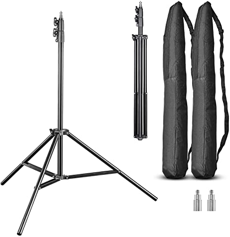 Walimex pro FT-8051 2er Set Lampenstativ 260cm - Lichtstativ mit Federdämpfung, Höhe max 260 cm, 5 kg Traglast, Aluminium, für Fotografie Studio Outdoor, mit Tasche und Adapter