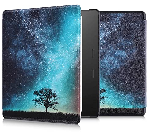 kwmobile Étui Compatible avec Amazon Kindle Oasis 10. Generation Coque - Étui à Rabat magnétique Tablette eReader Similicuir - Bleu-Gris-Noir