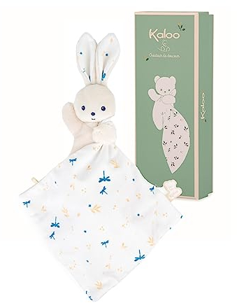 Kaloo - Weiches Stoffquadrat - Kuscheltier Weißes Kaninchen - Plüschtier Baby - Quadratisch 18 x 18 cm Weiß Umweltverträgliches Material - FSC-Geschenkbox - Ab Geburt, K972000
