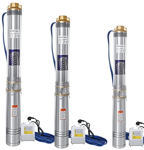 Randaco Tiefbrunnenpumpe 1,10 kW, Tiefbrunnenpumpe aus Edelstahl mit 20 m Verbindungskabel, Lieferhöhe Max.81 m, bis 4.000 L/h Fördermenge Brunnenpumpe Sandverträglich Tauchdruckpumpe 8,1 bar max