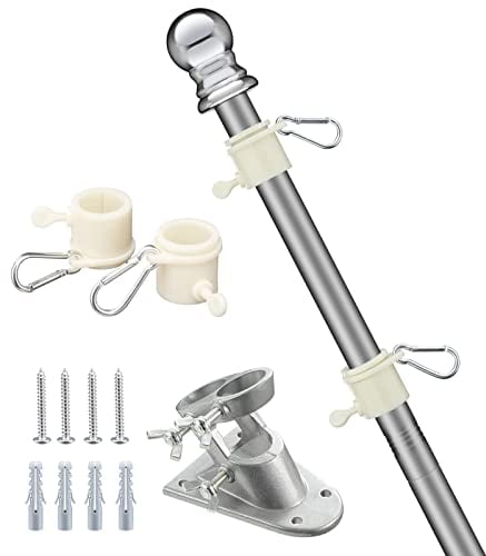 Harrms Flag Pole 6FT, Flag Pole Kit with bracket for UK Flag, Heavy Duty Flag Poles for garden outdoors roof walls Yard