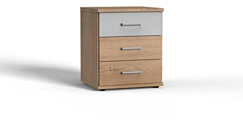 möbelando Kommode Click aus Spanplatte in Plankeneiche-Nachbildung mit 3 Schubladen. Abmessungen (B/H/T) 46x58x40 cm