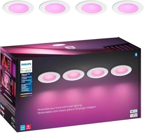 Philips Hue Smart Retrofit Recessed 5/6 Inch LED Downlight, 4-Pack