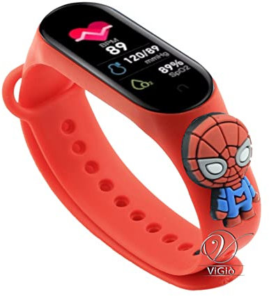 ViGiò Orologio smartwatch bambini super eroi, orologio sport bambini, impermeabile, contapassi, monitor sonno, ricaricabile, utilizzo social, rispondere e effettuare chiamate, cambio tema (rosso2)