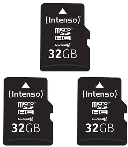 Intenso microSDHC 32GB Class 10 Speicherkarte inkl. SD-Adapter, schwarz, 3er Pack