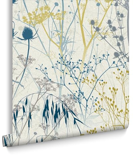 Clarissa Hulse Summer Border Blue Wallpaper | Blue Wallpaper | Trail Wallpaper | Eco-friendly Wallpaper