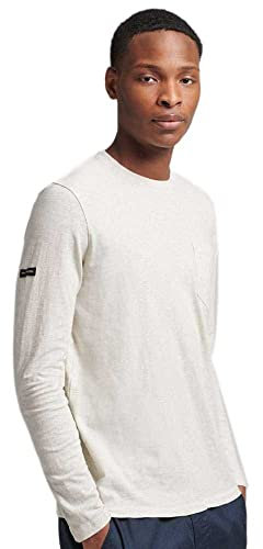 Superdry Men's Long Sleeve T-Shirt, Desert Bone Off White Marl, XXL
