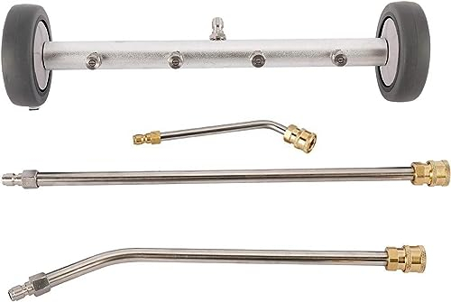 YUET Pressure Washer, Water Broom, 16 Undercarriage Power Cleaner, Accessories Stainless Steel Portable 4 Spray Nozzle with 3 Extenion Wands for Sidewalk, Driveway,Deck,Patio,Sweep Driveway,4000 PSI