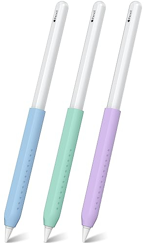 NIUTRENDZ Confezione da 3 Impugnatura in Silicone per Apple Pencil 2a Generazione, Apple Pencil USB-C & Apple Pencil Pro Design Ergonomico Custodia Protettiva Custodia (Viola + Blu + Verde)
