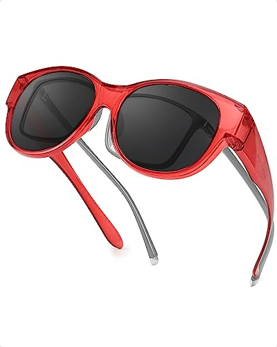 LVIOE Sonnenbrille für brillenträger Damen Runde Fit-over Überbrille mit UV-Schutz