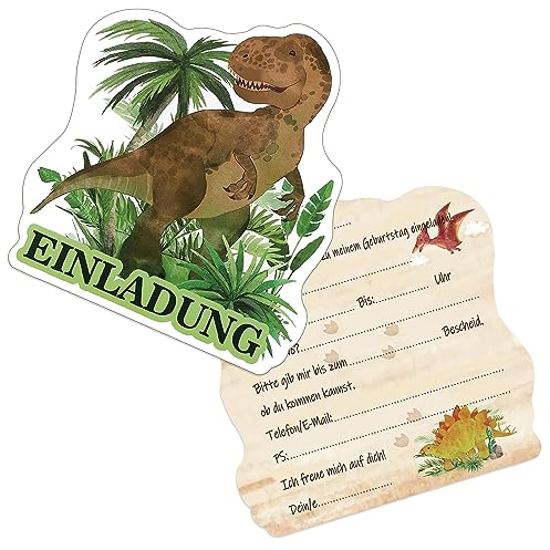 Xinfin12 x EINLADUNGSKARTEN Dino T-Rex Partyeinladungen zum Kindergeburtstag Einladungen für Junge Dinosaurier Mottoparty -Die perfekte Einladung zur Kinder Geburtstag Dino-Party (Dino A)