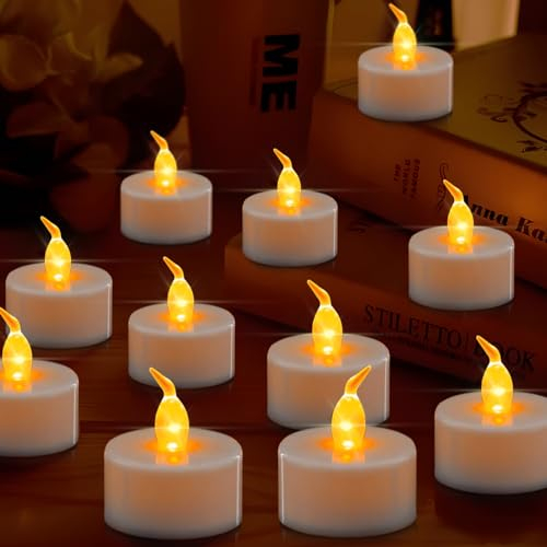 Frasheng Paquete de 39 Luces de Té LED Sin Llama, Velas Eléctricas Con Luz Parpadeante Amarilla Cálida, CR2032 Pilas, para Navidad, Halloween, Bodas, Fiestas