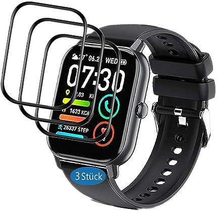 Frgnie Protector de pantalla compatible con reloj inteligente Popglory P66 de 1,85 pulgadas (3 unidades) 3D Curved Full Cover Protector de pantalla, compatible con reloj inteligente Donerton P66D