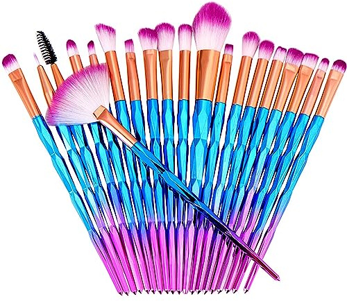 Retoo Make up Pinsel Set 20-teilig für Gesicht, Augen und Konturen | Synthetische Borsten, für Foundation, Puder, Rouge, Concealer und Lidschatten, ergonomische Griffe, mehrfarbig