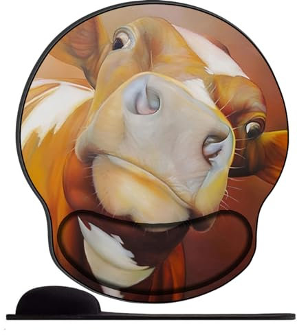 Tapis de Souris Ergonomique - Tapis de Souris Gamer avec Repose Poignet en Gel, avec Repose-Poignet Gaming Mouse Pad pour Ordinateur et Ordinateur Portable Vache de Mode