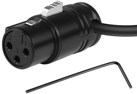 QIANRENON Compact XLR Microphone Connector Solder Socket 3Pin Female Audio Adapter Adjustable 90° Right Angle Plug for DIY Thin Cable Connection, Includes 0.9mm Spanner