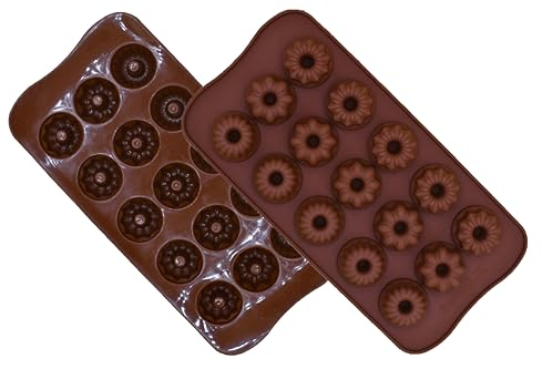 Gugelhupfform aus Silikon mit 3 verschiedenen Formen, Silikonform für handgefertigte Kuchendekoration, Seife, DIY, Gelee, Schokolade, Pudding, Muffins, Kerzen, 15 Mulden, Küchenhelfer, 2 Stück