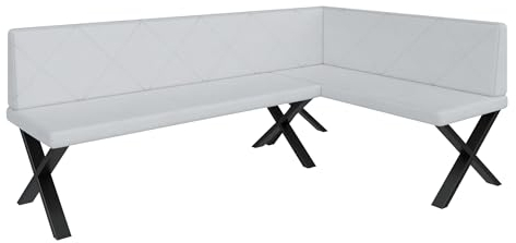 FURNISTAR Eckbank Akiko Metal X - Eckbankgruppe für Ihrem Esszimmer, Küche modern, Sitzecke, Essecke. Perfekt für Küche, Büro und Rezeption. Solide und Starke Verarbeitung. (196x128-Rechts-Soft17)