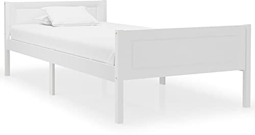 ARKEM Massivholzbett Bettgestell Bed Frame Bett Mit Bettkasten Hausbett Bett Massivholz Kiefer Weiß 100x200 cm