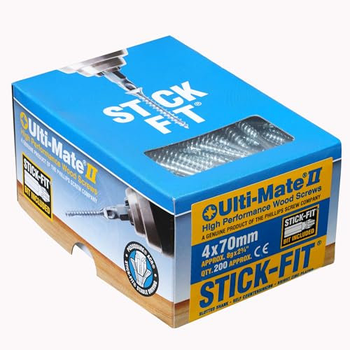 Ulti-Mate - Viti per legno BZP, 4,0 x 70 mm, confezione da 200